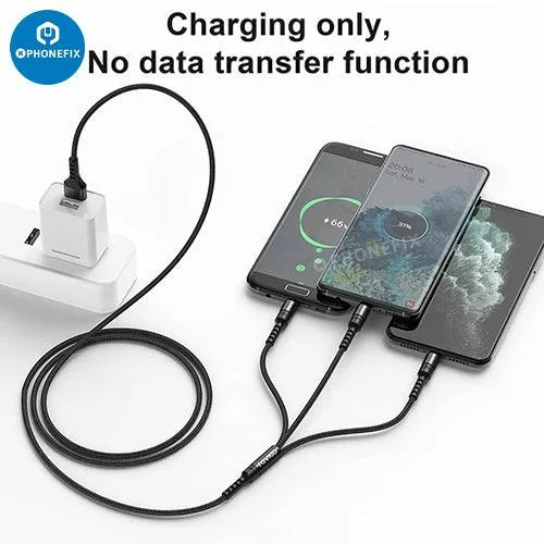 3 In 1 Apple Lightning Type-C Micro USB Phone Tablet Charging Cable