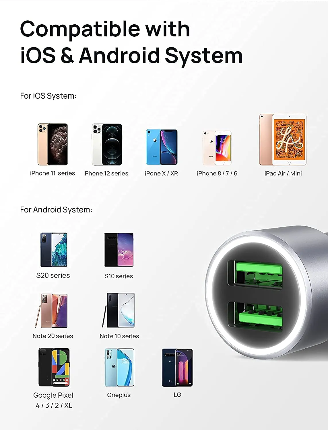 36W Metal Dual QC 3.0 Car Charger