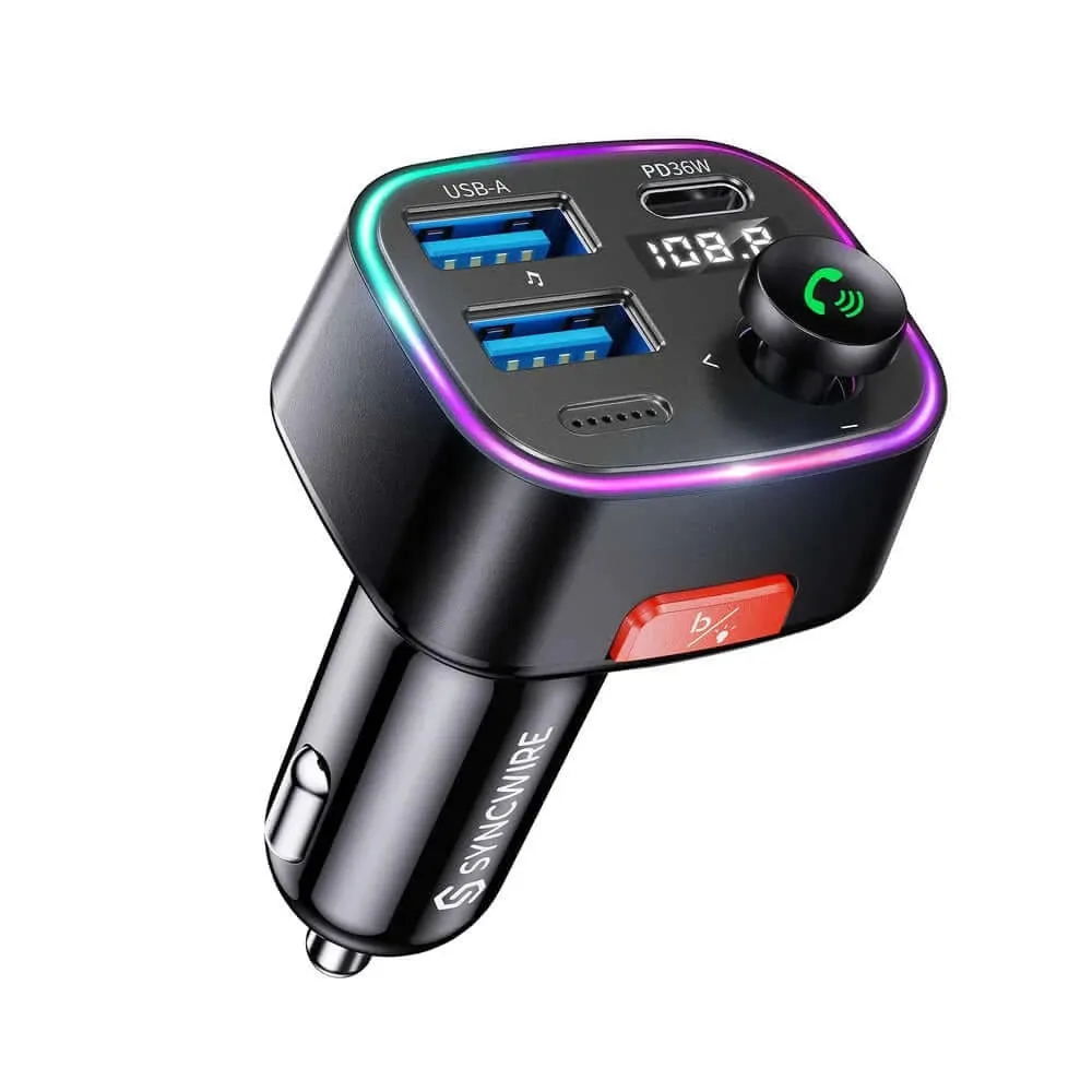 48W Bluetooth 5.3 FM Transmitter Car Charging Adapter