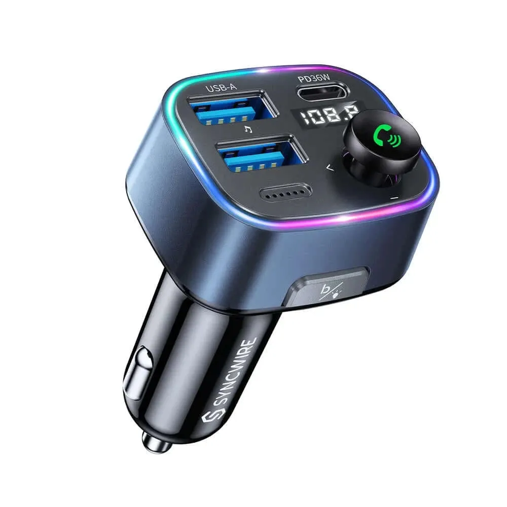 48W Bluetooth 5.3 FM Transmitter Car Charging Adapter