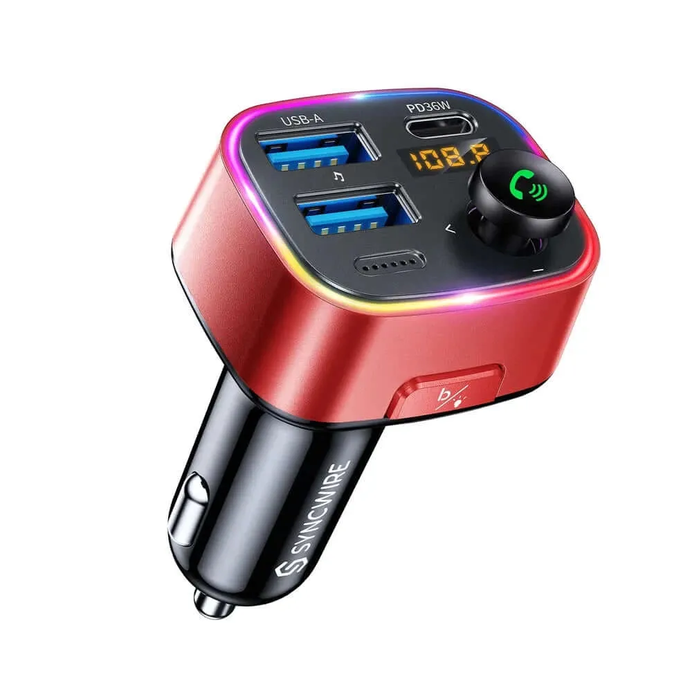 48W Bluetooth 5.3 FM Transmitter Car Charging Adapter