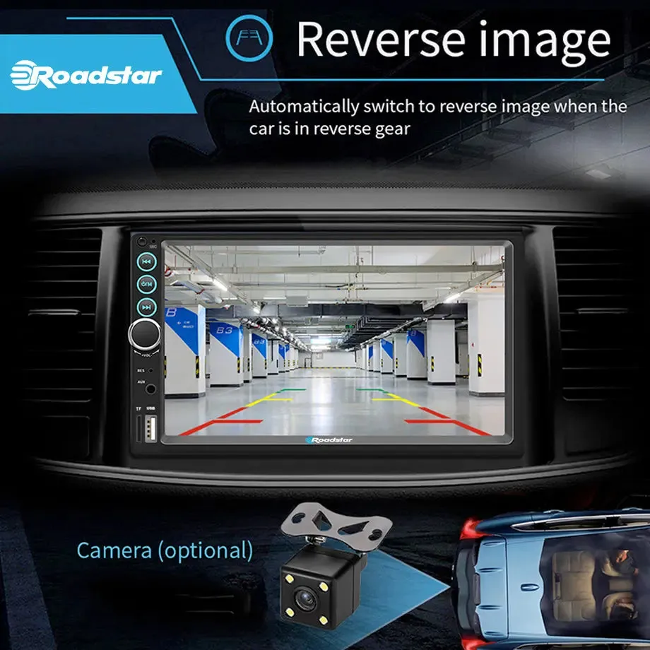 7 Inch Roadstar MP5 Double Din With Apple Carplay & Android Auto   Steering Wheel Control Remote