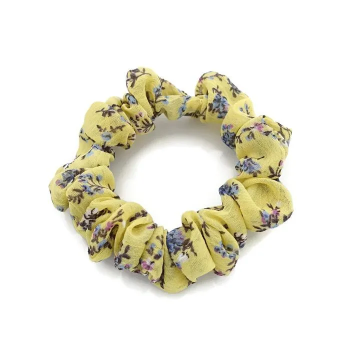 A Pack of 4 Chiffon Floral Mini scrunchies Ponytail Holder elastic hair scrunchy  for Women