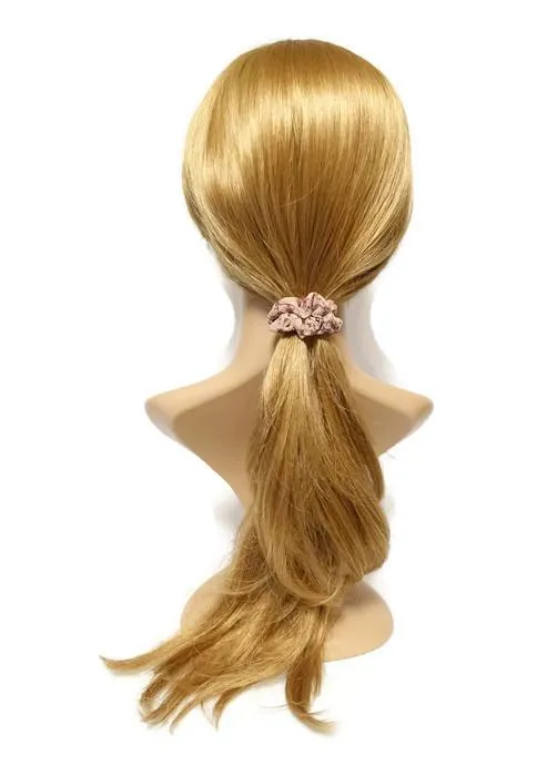 A Pack of 4 Chiffon Floral Mini scrunchies Ponytail Holder elastic hair scrunchy  for Women