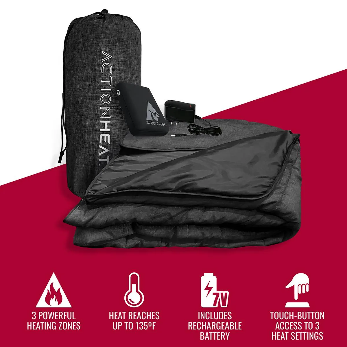 ActionHeat 7V Battery Heated Throw Blanket