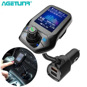 AGETUNR T43 1.8" TFT Color Display Bluetooth Car Kit Handsfree Set 3 USB Port QC3.0 Quick Charge FM Transmitter MP3 Music Player