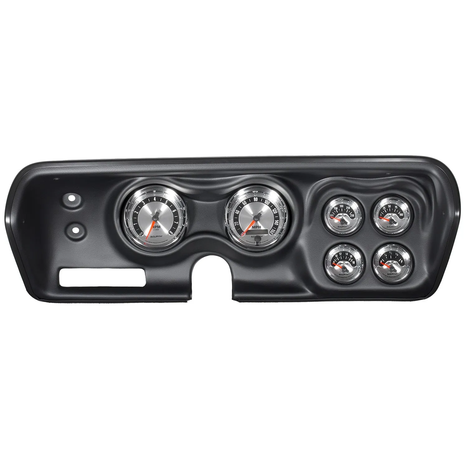 AutoMeter 7030 DIRECT FIT DASH KIT; BBODY/CHRGR/GTX/RDRNR/SAT 71-74; RPM/MPH/FUEL/OILP/WTMP/BAT