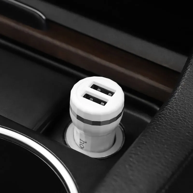 Automobilinis įkroviklis Hoco Z27 (2.4A) baltas