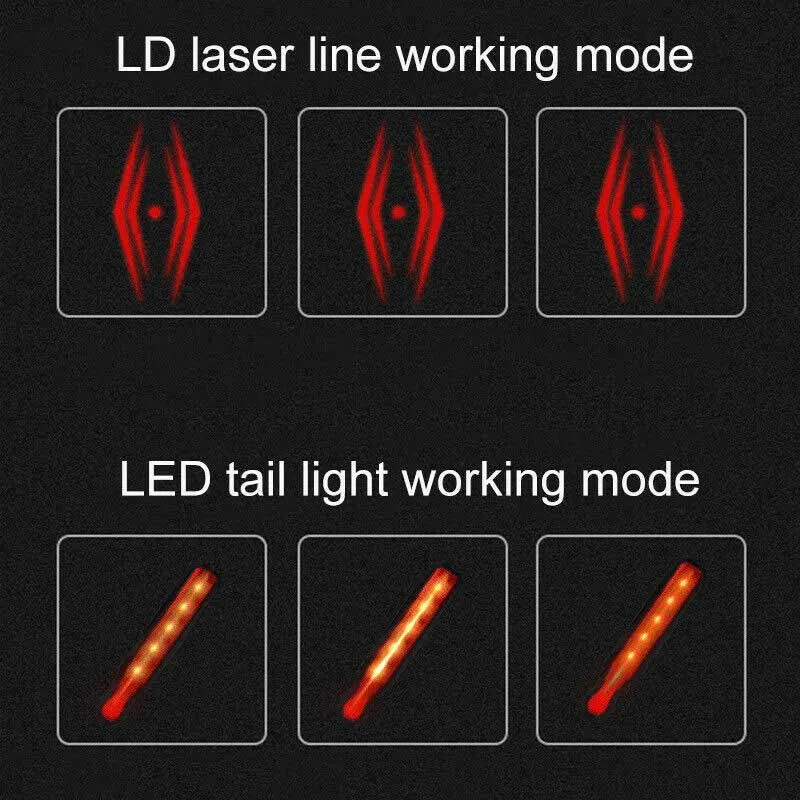 Bike Rear Light Laser Line Warning Lamp Waterproof Seatpost LED Light USB Rechargeable MTB Road Bicycle Taillight