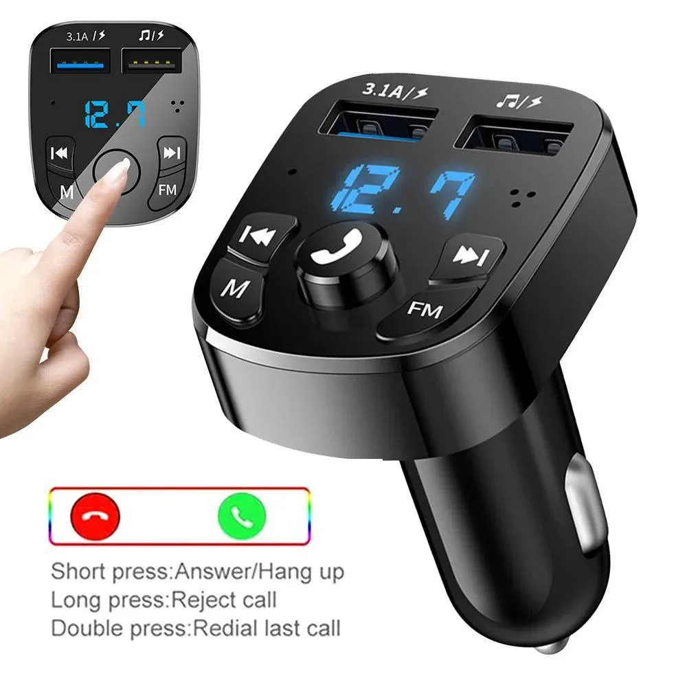 Bluetooth Car FM Transmitter: Wireless Handsfree MP3 Player & Dual USB Charger