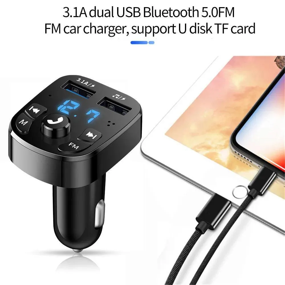 Bluetooth Car FM Transmitter: Wireless Handsfree MP3 Player & Dual USB Charger