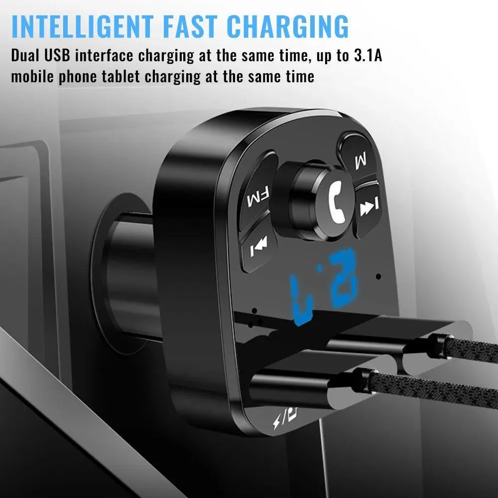 Bluetooth Car FM Transmitter: Wireless Handsfree MP3 Player & Dual USB Charger