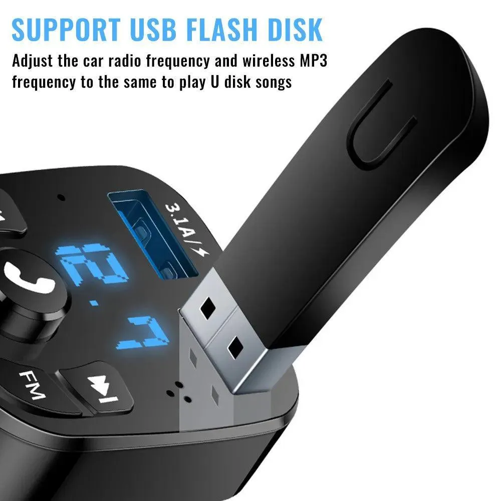Bluetooth Car FM Transmitter: Wireless Handsfree MP3 Player & Dual USB Charger