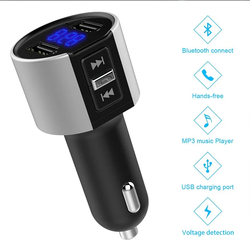 Bluetooth FM Transmitter Car MP3 Modulator Handsfree Bluetooth Car Kit Cigarette Lighter Dual USB Bluetooth car Free Shipping