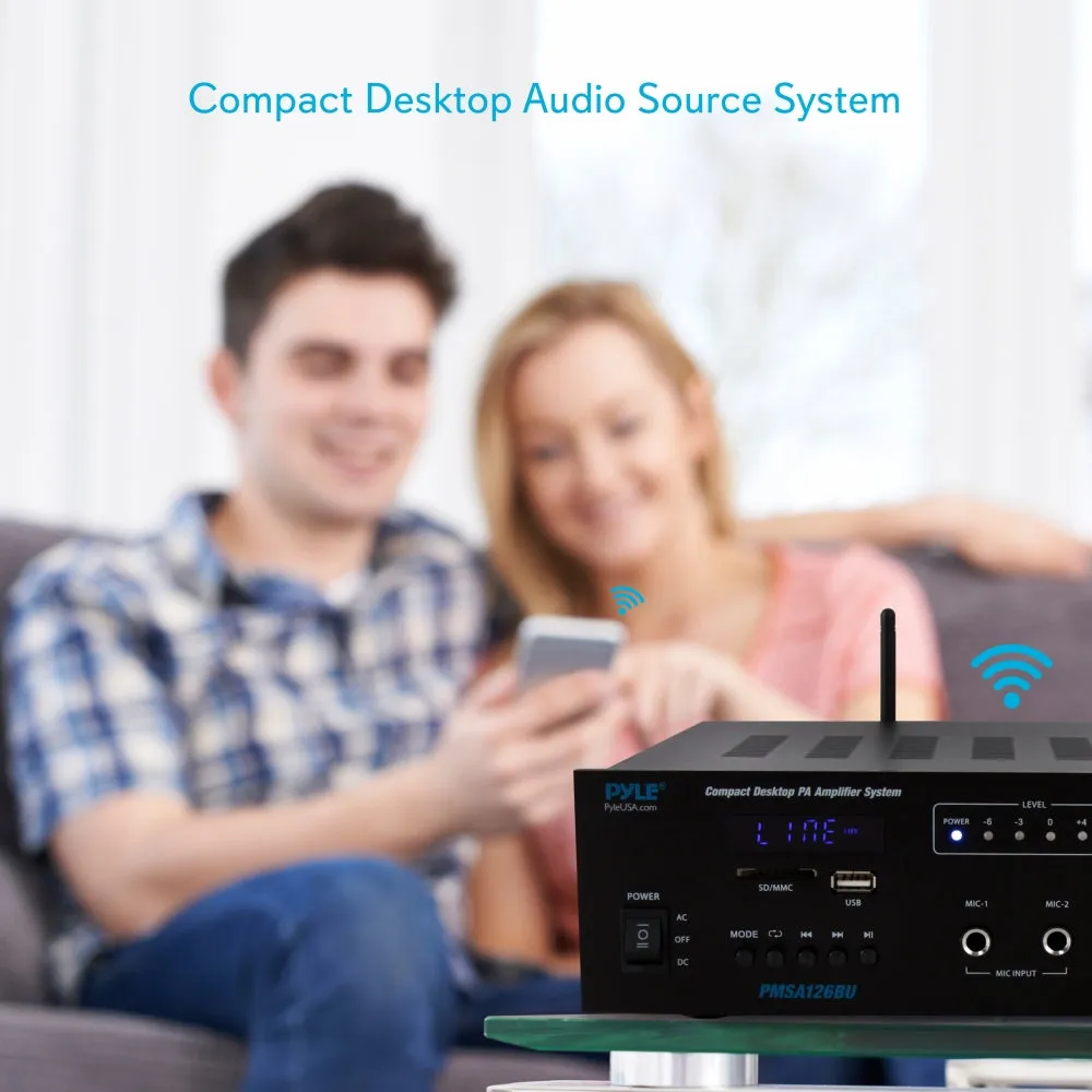Bluetooth Public Address Amplifier - Compact Pa Speaker & Microphone Receiver System With 70V/100V Output, Mp3/Usb/Sd Readers, Fm Radio (500 Watt)