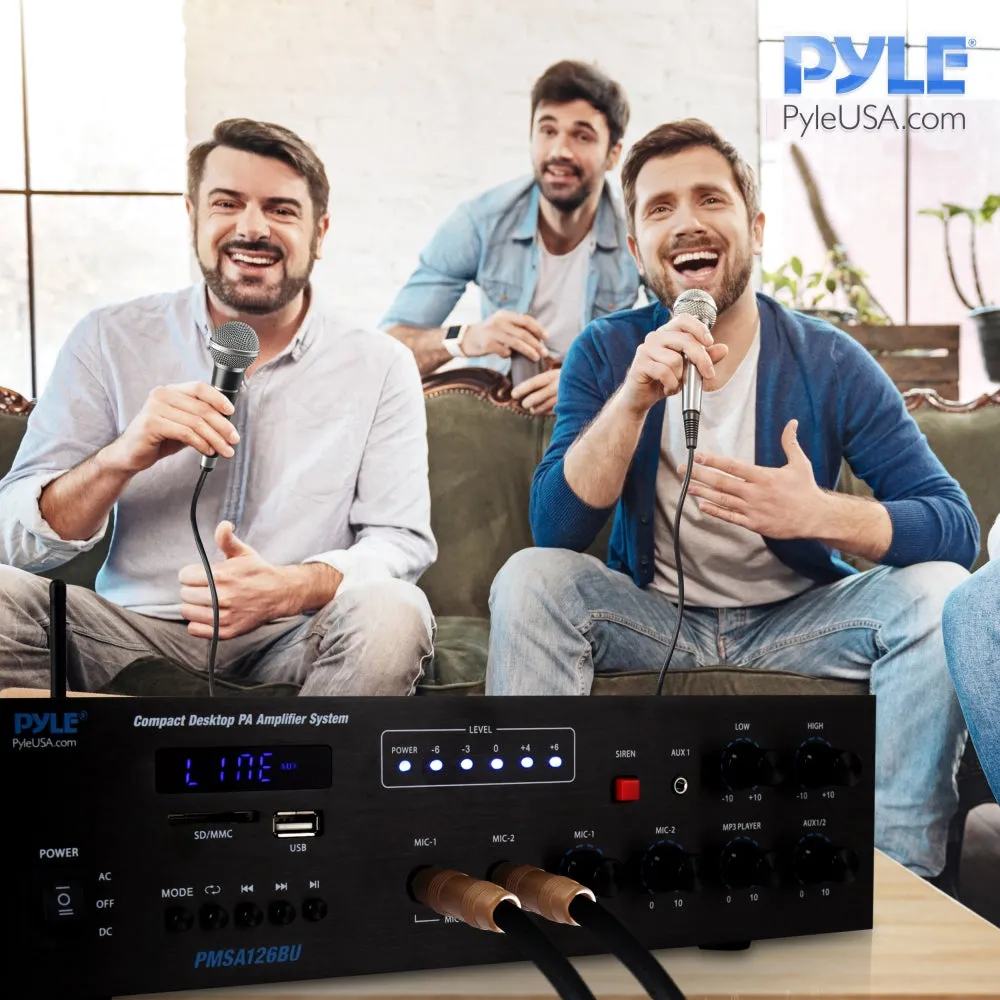 Bluetooth Public Address Amplifier - Compact Pa Speaker & Microphone Receiver System With 70V/100V Output, Mp3/Usb/Sd Readers, Fm Radio (500 Watt)