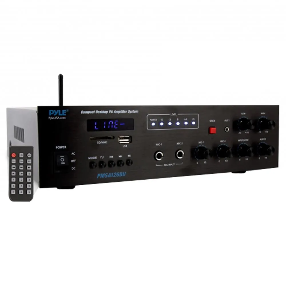 Bluetooth Public Address Amplifier - Compact Pa Speaker & Microphone Receiver System With 70V/100V Output, Mp3/Usb/Sd Readers, Fm Radio (500 Watt)