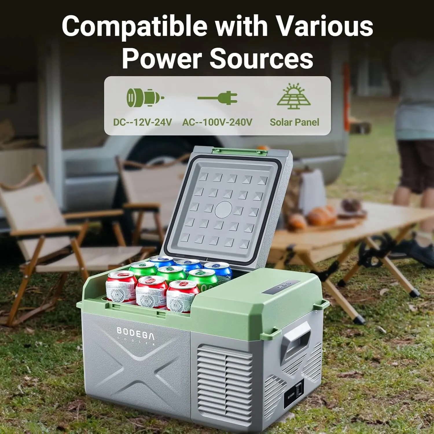 BODEGACOOLER 12 Volt Car Refrigerator 10/17/18/26qt Electric Cooler