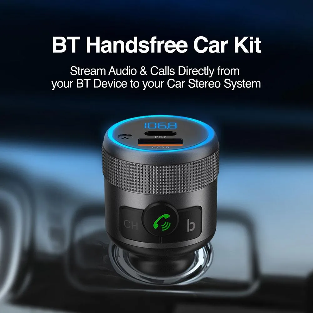 BT HANDS FREE CAR KIT WITH DUAL FAST CHARGING PORTS