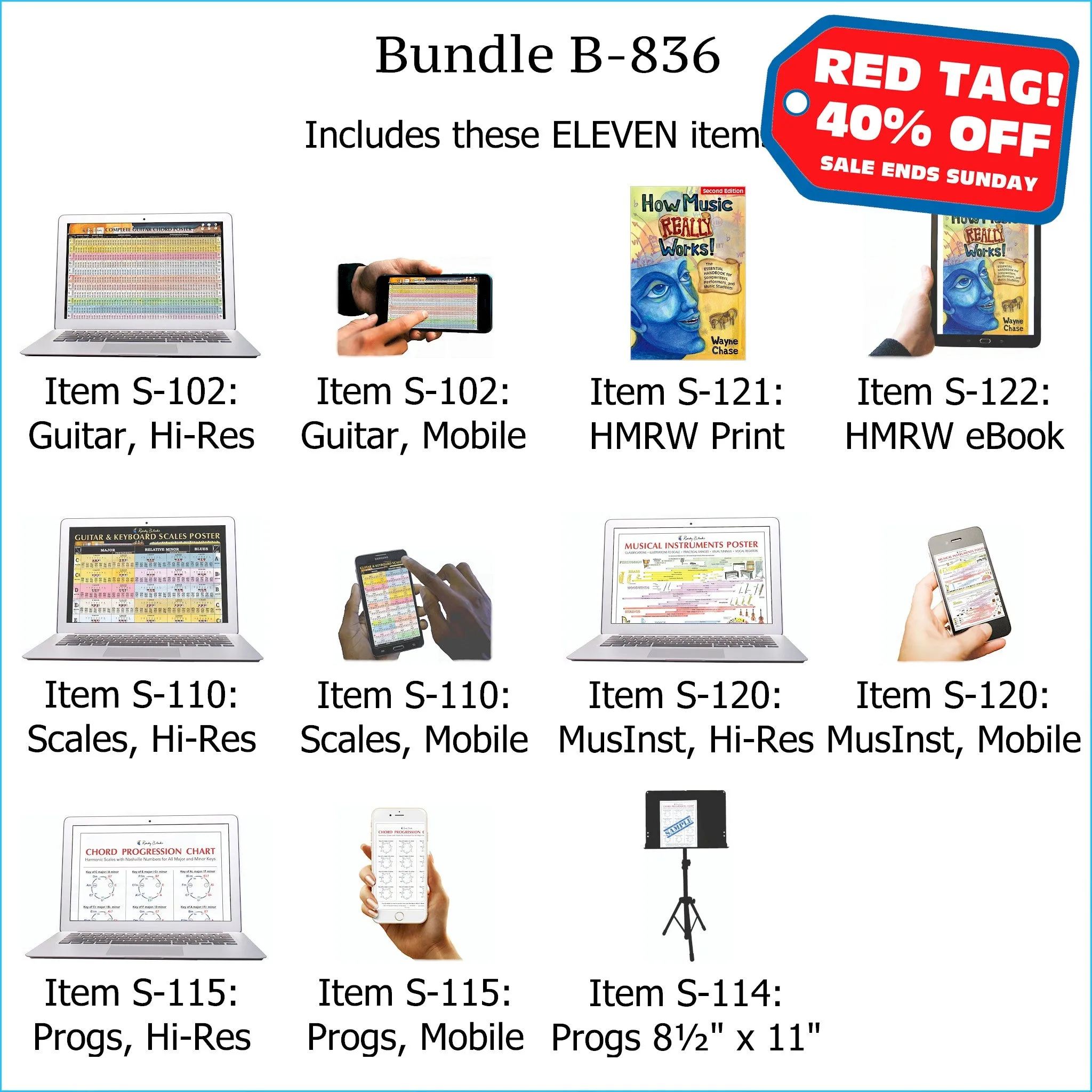 Bundle B-836: How Music REALLY Works! Print Book   E-Book, Chord Progressions, E-Posters - Guitar Chords, Scales, Chord Progressions. FREE SHIPPING – USA & Canada.