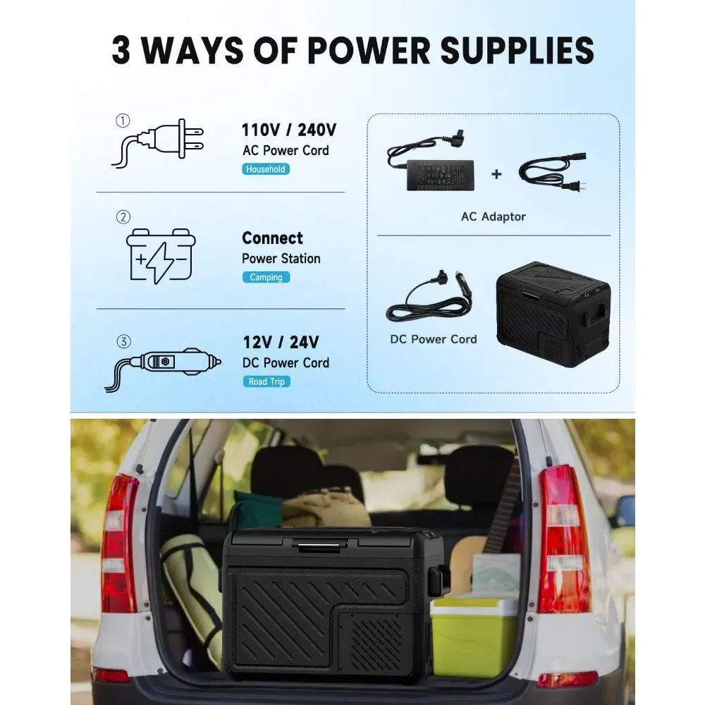 Car Refrigerator, 40Liter(42qt) RV Refrige with 12/24V DC & 110-240V AC, Portable Freezer Electric Compressor Cooler