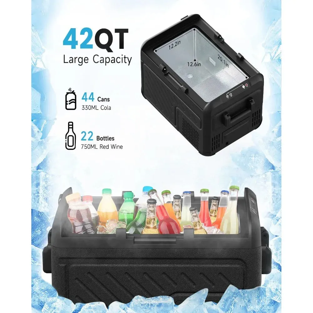Car Refrigerator, 40Liter(42qt) RV Refrige with 12/24V DC & 110-240V AC, Portable Freezer Electric Compressor Cooler