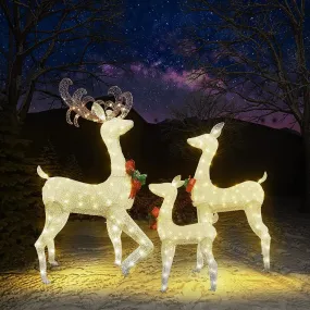 cozy 4-Piece Christmas Decoration Set, Pre-lit Artificial Christmas Tree Garland Wreath 4FT Xmas Trees 4-Piece Set, Outdoor Christmas Tree for Porch, Entrance, Holiday Decor Christmas Reindeer Fluorescent 3-Piece Set