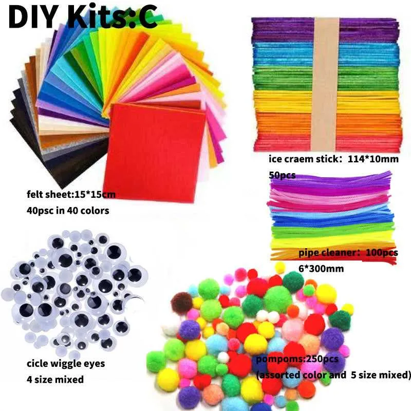 craft supplies kits craft kits for DIY Kids pom poms, pipe cleaner,googly eyes kits
