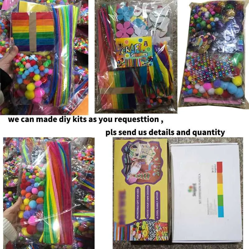 craft supplies kits craft kits for DIY Kids pom poms, pipe cleaner,googly eyes kits