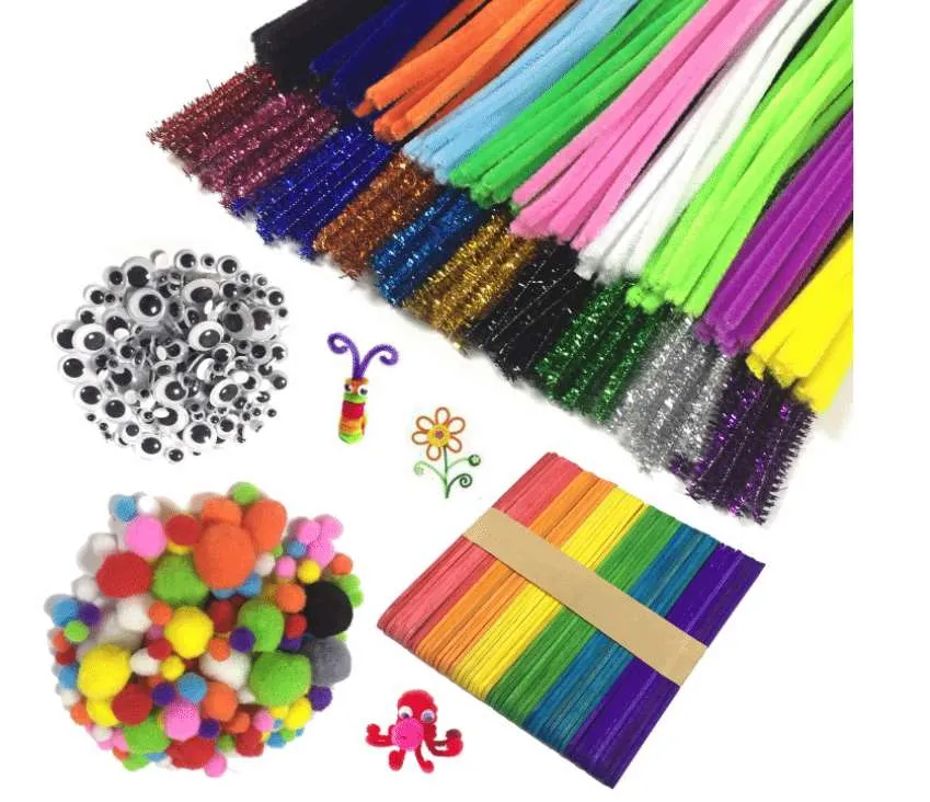 craft supplies kits craft kits for DIY Kids pom poms, pipe cleaner,googly eyes kits