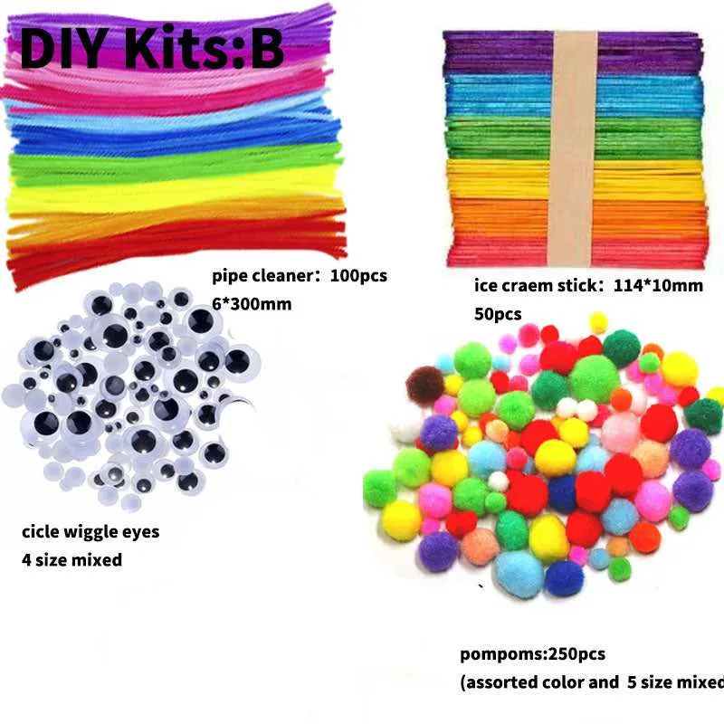 craft supplies kits craft kits for DIY Kids pom poms, pipe cleaner,googly eyes kits