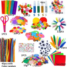craft supplies kits craft kits for DIY Kids pom poms, pipe cleaner,googly eyes kits