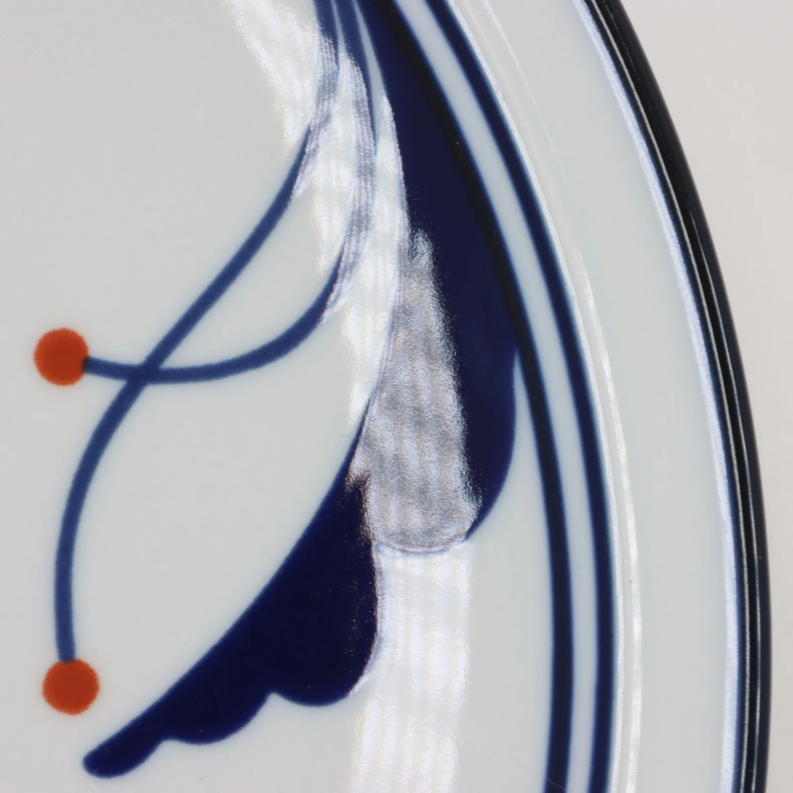 Dansk Flora Bayberry Blue Red Dot 12" Charger Serving Platter Plate Footed Japan