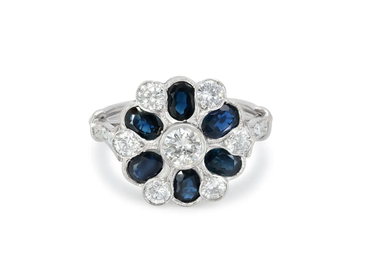 Diamond and Sapphire Ring in Platinum