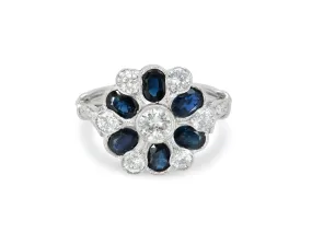 Diamond and Sapphire Ring in Platinum