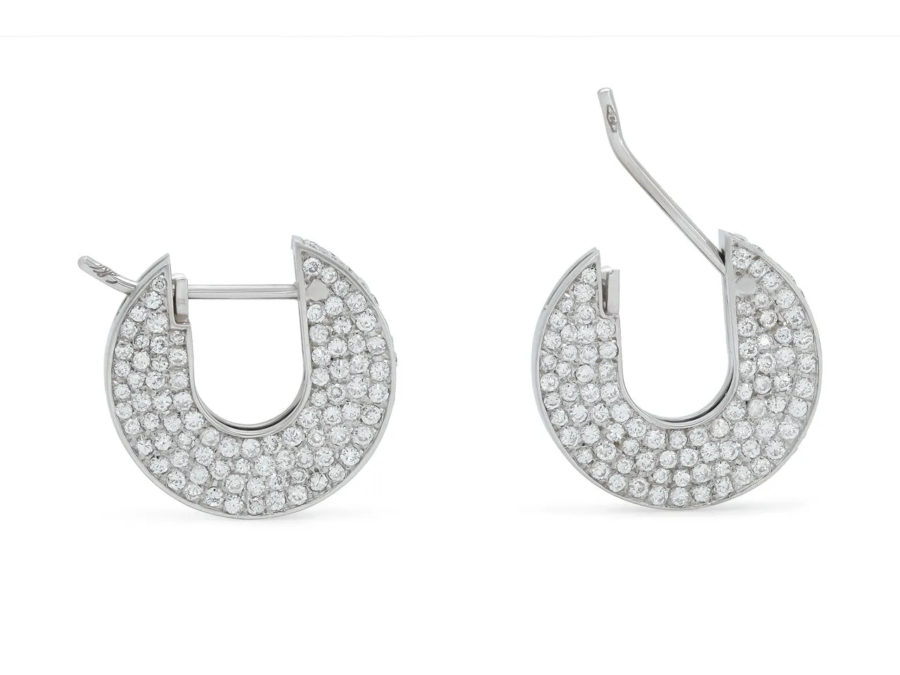 Diamond Huggie Earrings in 18K White Gold
