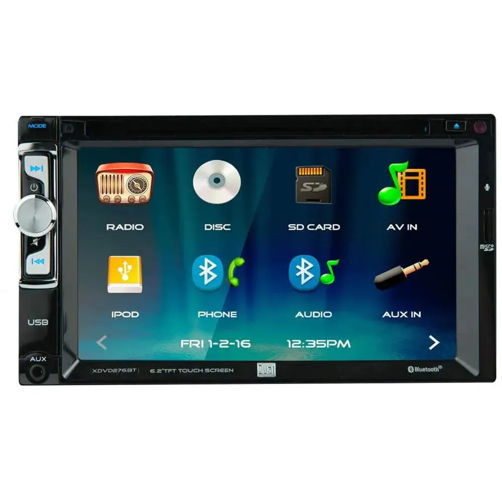 Dual XDVD276BT 6.2" Double DIN Multimedia DVD Receiver Touchscreen Bluetooth