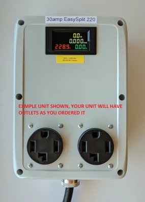 EasySplit 220™ #5 30A 240v Splitter, 5ft. cable NEMA 14-30 plug (1996 ), one 14-30 outlet, one 14-50 outlet with kWh/Watt/Volt/Amp meter
