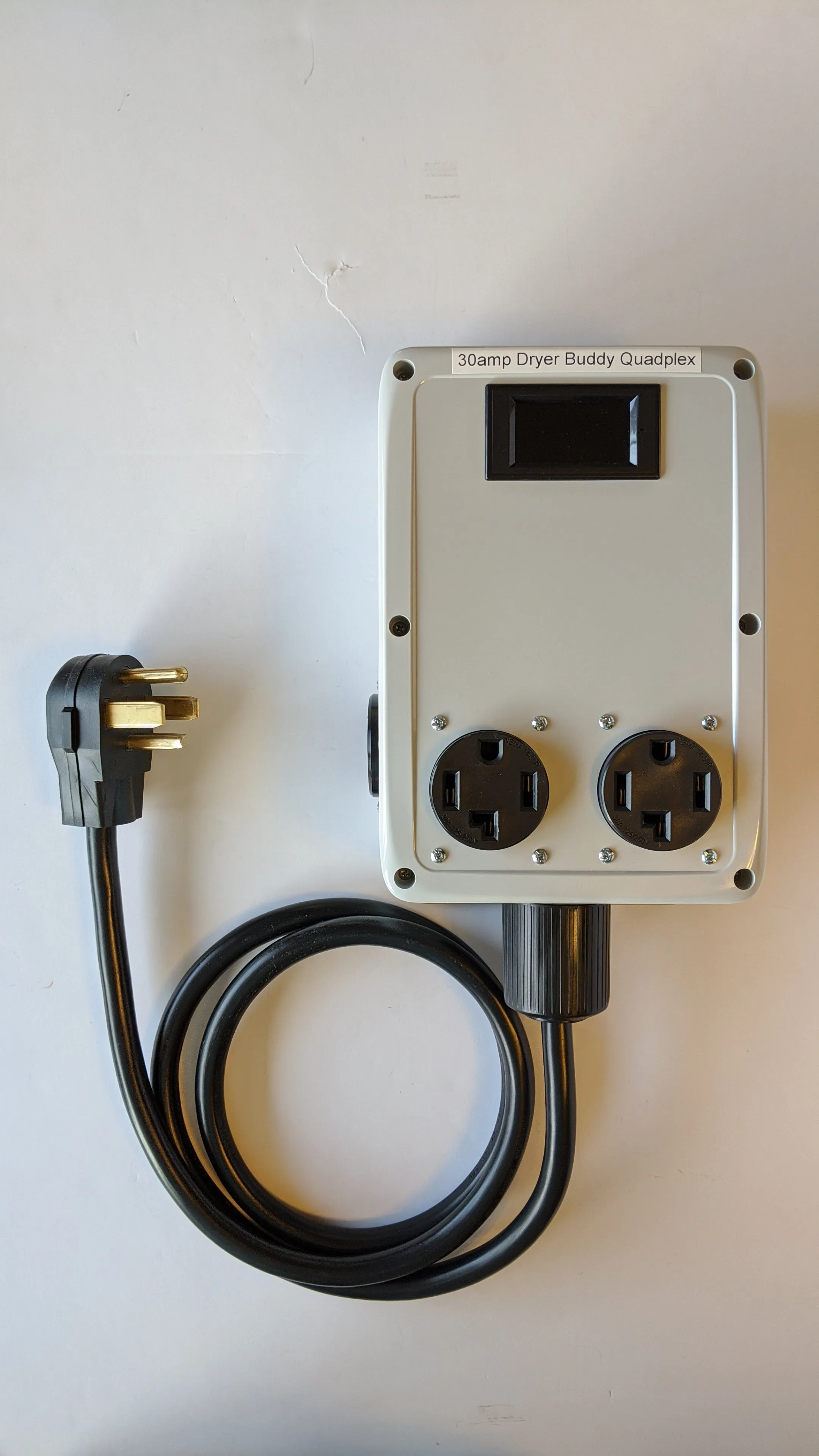 EasySplit 220™ Quadplex #10 30A 240v Splitter - modular input, to two 10-30 outlets and two 14-30 outlets with kWh meter, includes adapters #118 & 119