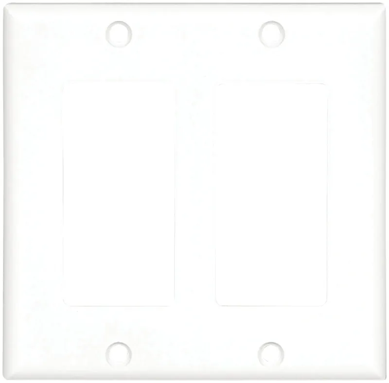 Eaton 2152W-BOX Wallplate, 4-1/2 in L, 4.56 in W, 2-Gang, Thermoset, White, High-Gloss