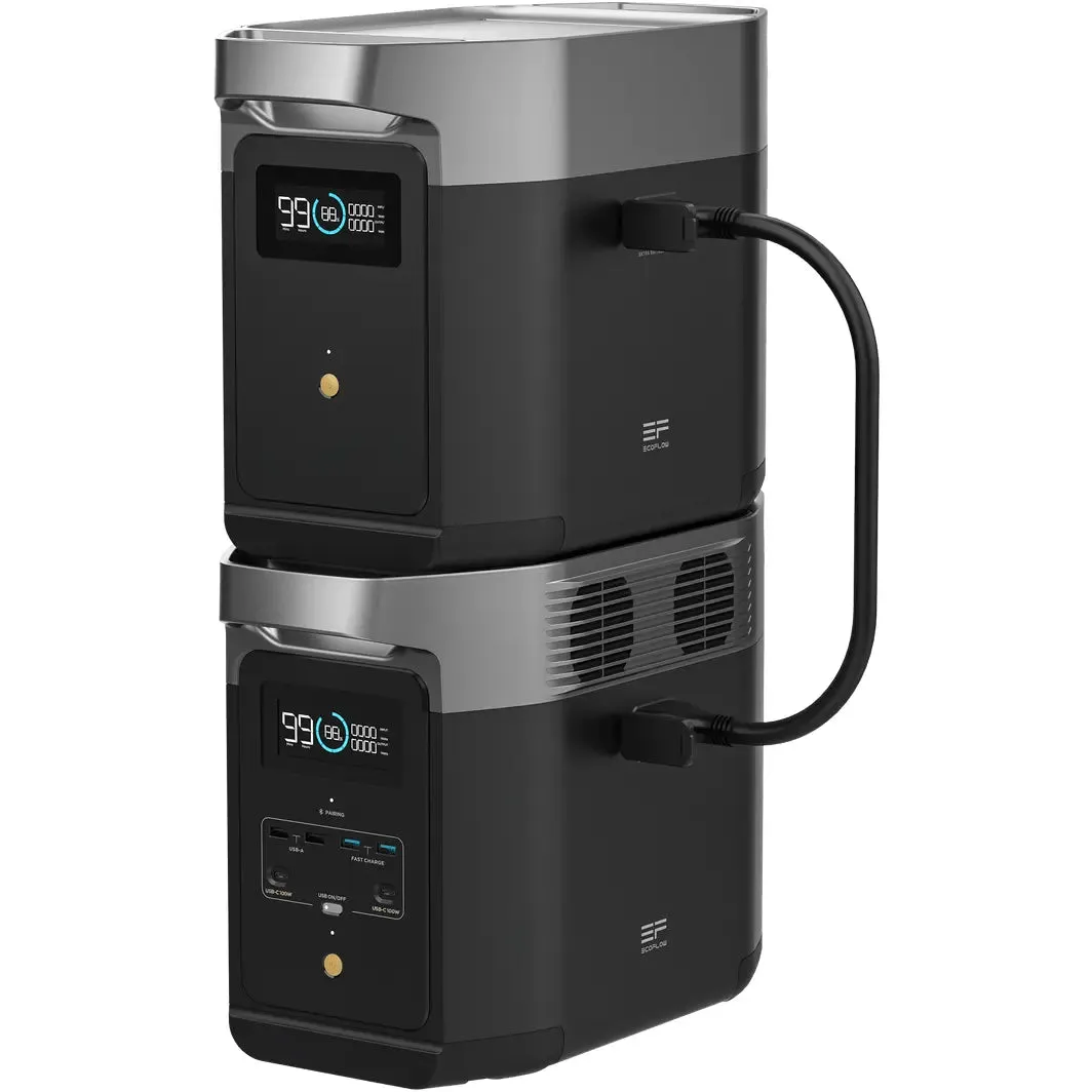 EcoFlow DELTA 2   Extra Battery 2048Wh 1.8kW Power Station | 200W Portable Mono Solar Panels