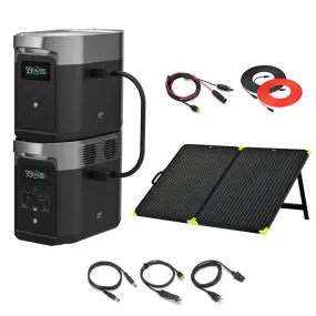 EcoFlow DELTA 2   Extra Battery 2048Wh 1.8kW Power Station | 200W Portable Mono Solar Panels