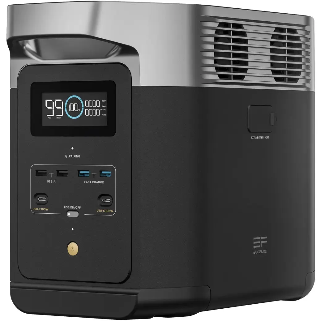 EcoFlow DELTA 2   Extra Battery 2048Wh 1.8kW Power Station | 200W Portable Mono Solar Panels