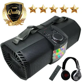 EMB Rechargeable Portable Boombox Street Disco Stereo Speaker 300 Watts - MP3/ Remote/Light - Work with Bluetooth