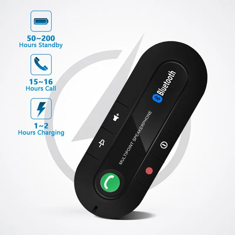 Handsfree Bluetooth Car Kit 4.1 Multipoint Car Speakerphone Sun Visor Clip MP3 Music Player Wireless Bluetooth Speaker Phone