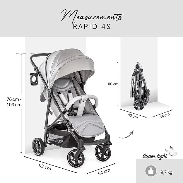 Hauck Rapid 4S Stroller (Lunar Stone): Multi-Terrain, Travel System, One-Hand Fold