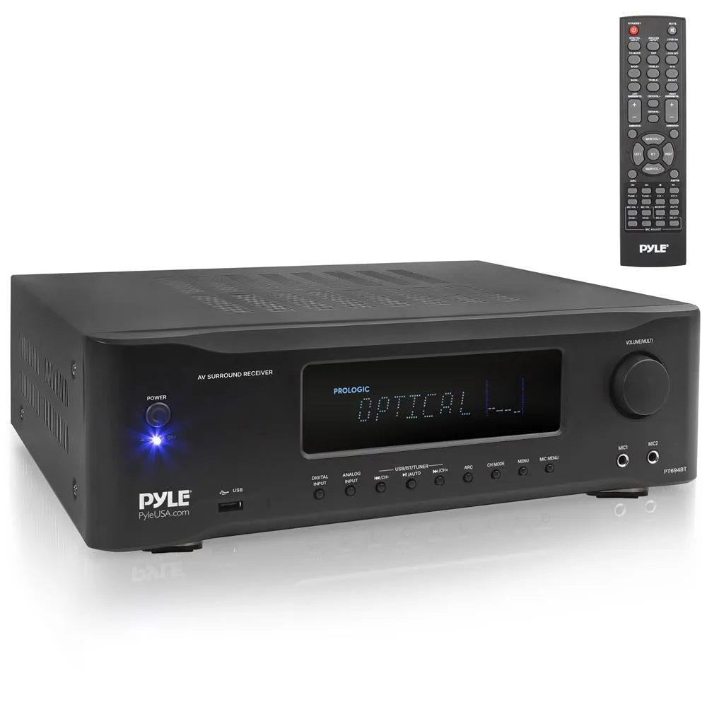 Hi-Fi Bluetooth Home Theater Receiver - 5.2-Ch Surround Sound Stereo Amplifier System With 4K Ultra Hd Support, Mp3/Usb/Am/Fm Radio (1000 Watt Max)