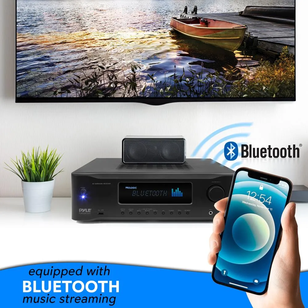 Hi-Fi Bluetooth Home Theater Receiver - 5.2-Ch Surround Sound Stereo Amplifier System With 4K Ultra Hd Support, Mp3/Usb/Am/Fm Radio (1000 Watt Max)
