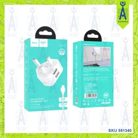 HOCO C90B GRANDIOSE DUAL PORT CHARGER SET(iP) (UK)