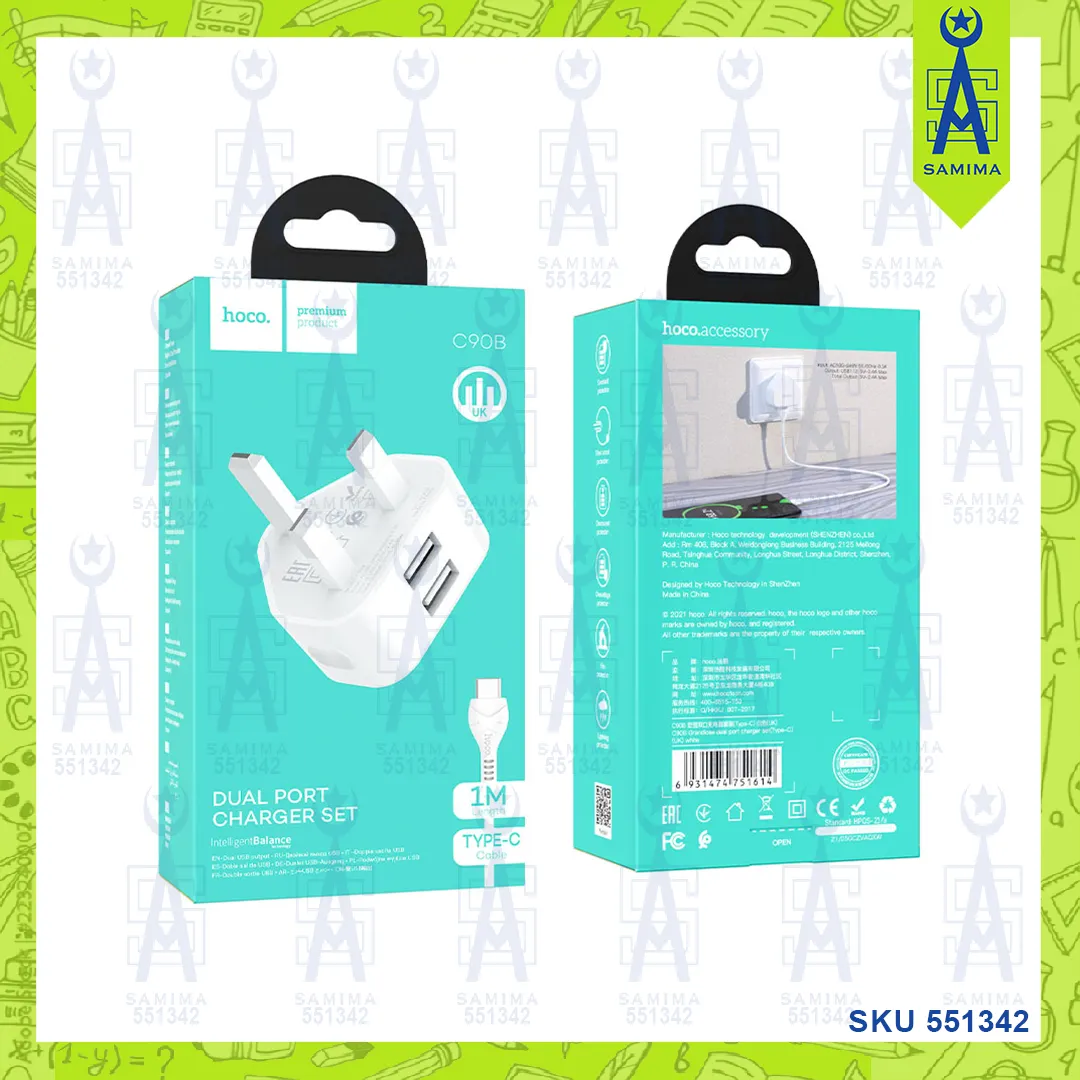 HOCO C90B GRANDIOSE DUAL PORT CHARGER (UK)